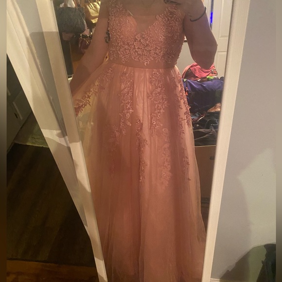 Pink Floral Tulle Full Floor Length Custom Ballgown Long Full Dress Prom Formal🤩 - Picture 8 of 10